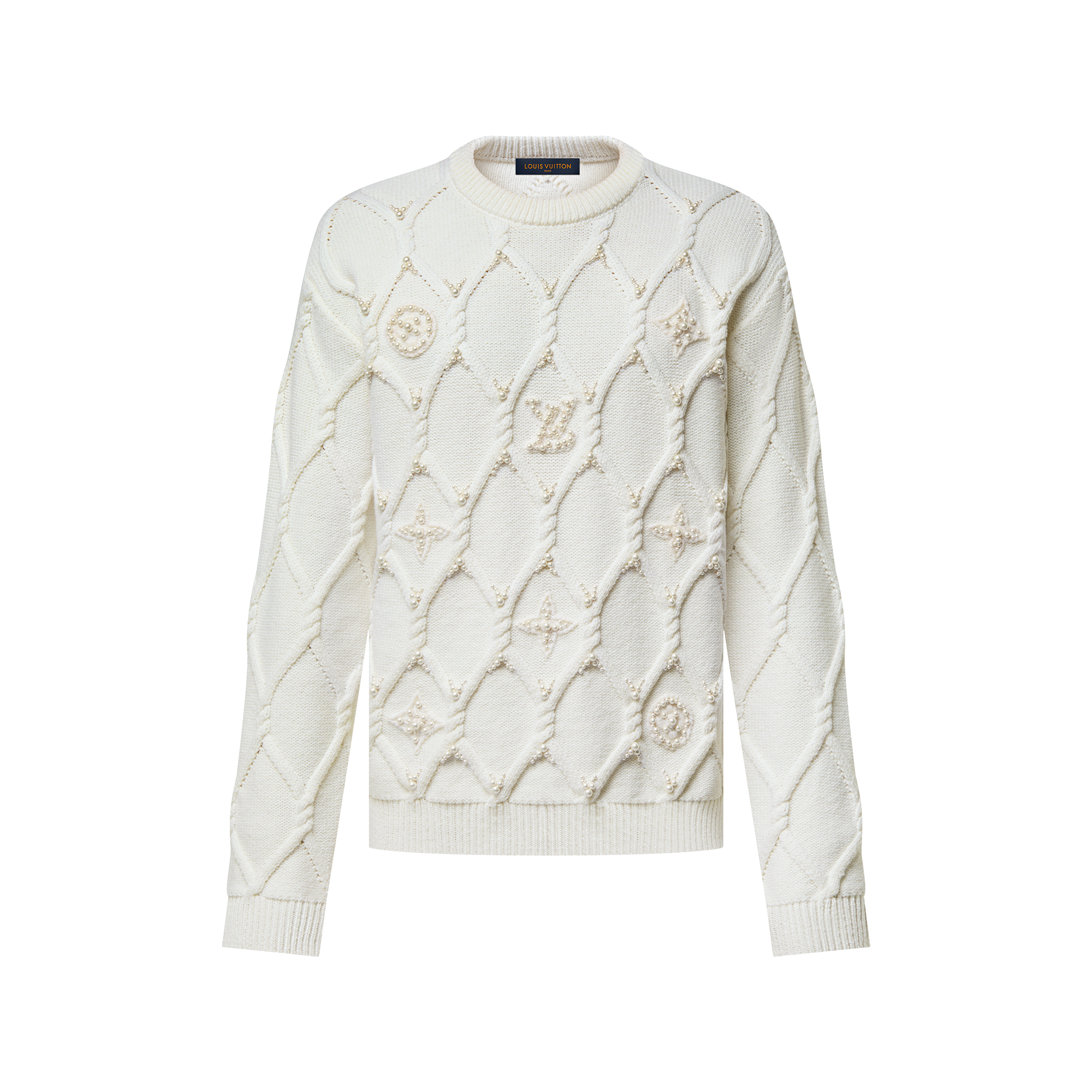 Embellished Cable Knit Wool Blend Pullover - Ready-to-Wear | LOUIS